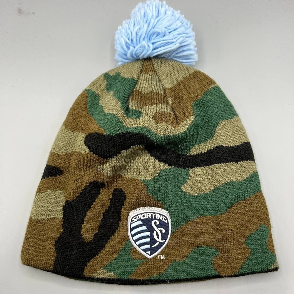 Sporting Kansas Hat Men Camouflage Adidas Beanie Pom‎ Pom Cap New Adult